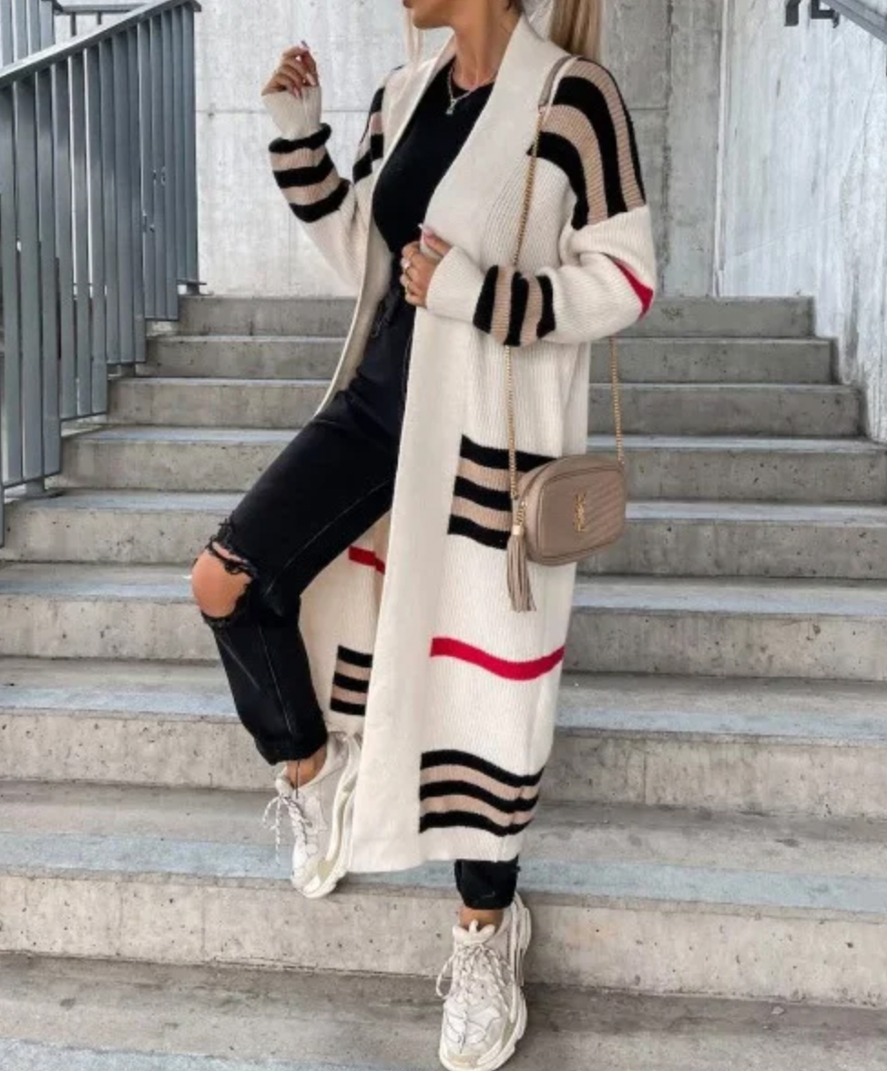 Stylischer Herbst-Cardigan Lang Mantel Damen