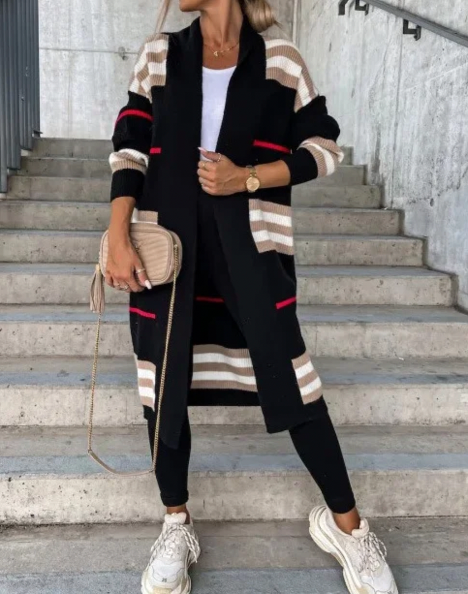 Stylischer Herbst-Cardigan Lang Mantel Damen