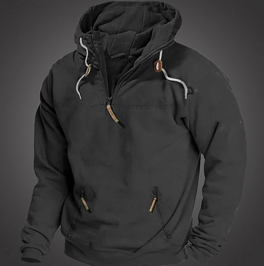 Herren Hoodie Sportlich Mit Kordelzugkapuze - IdealeKleiden