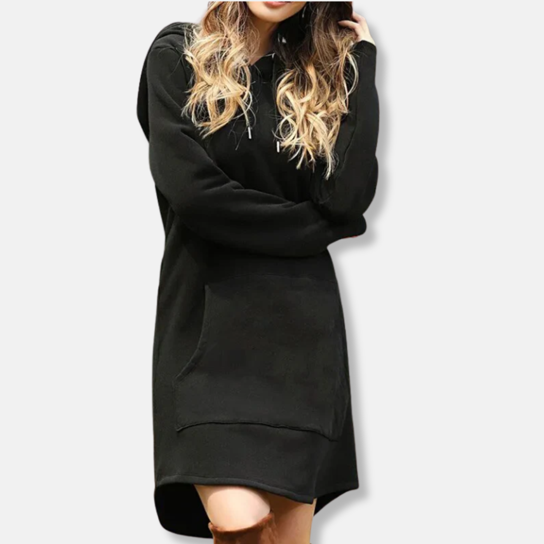Kapuzenpullover-Kleid Bequem Baumwolle