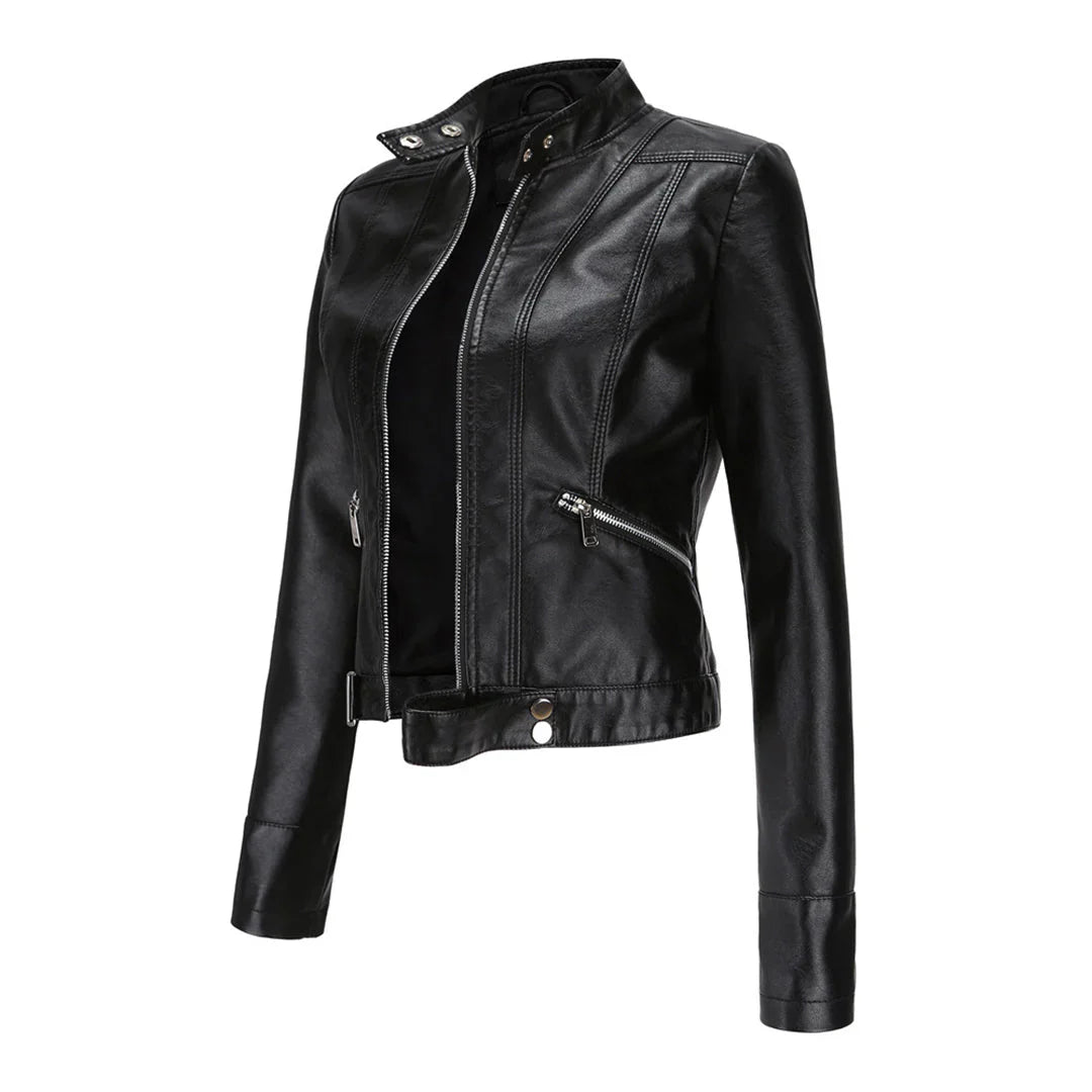 Stylische Lederjacke Damen Elegant Ledermantel