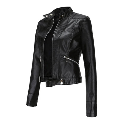 Stylische Lederjacke Damen Elegant Ledermantel