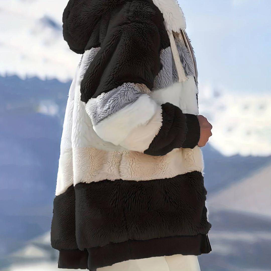 Frauen Winterjacke Fleece Kapuze Warm - IdealeKleiden