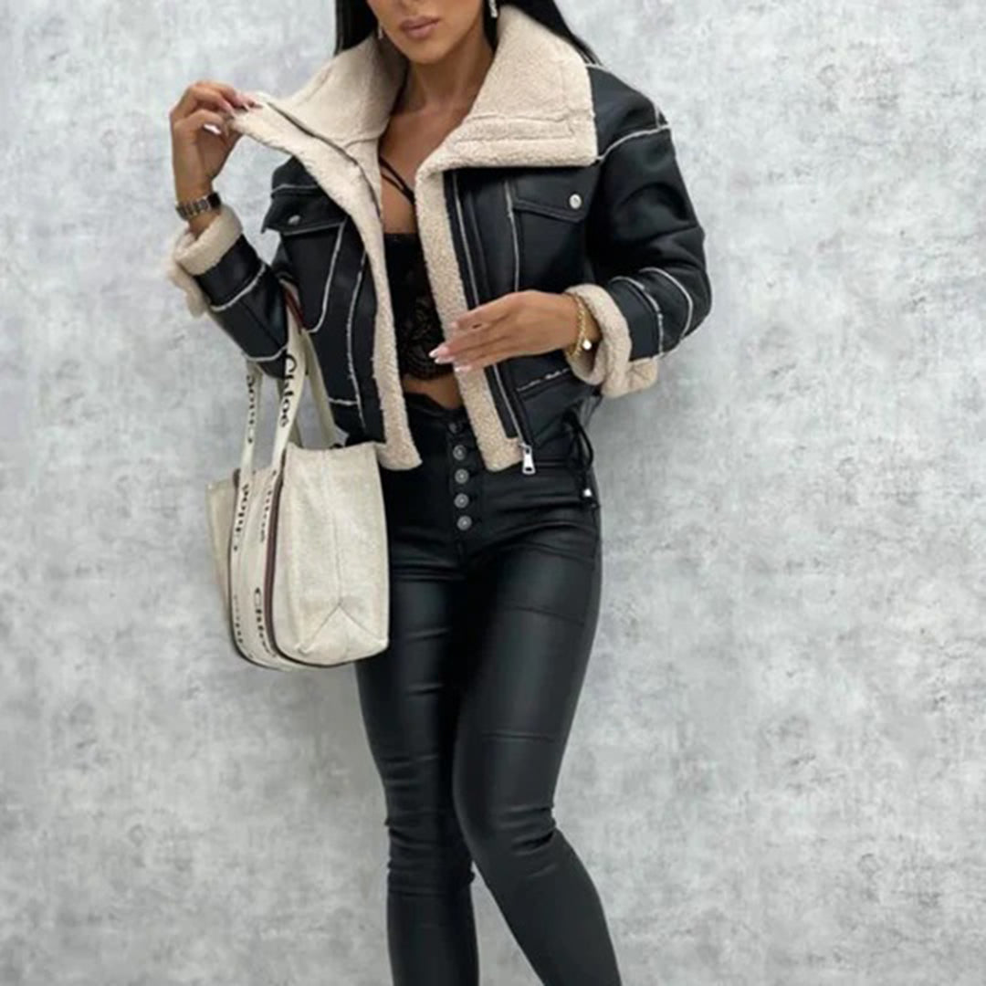 Kurze Lederjacke Motorrad Style