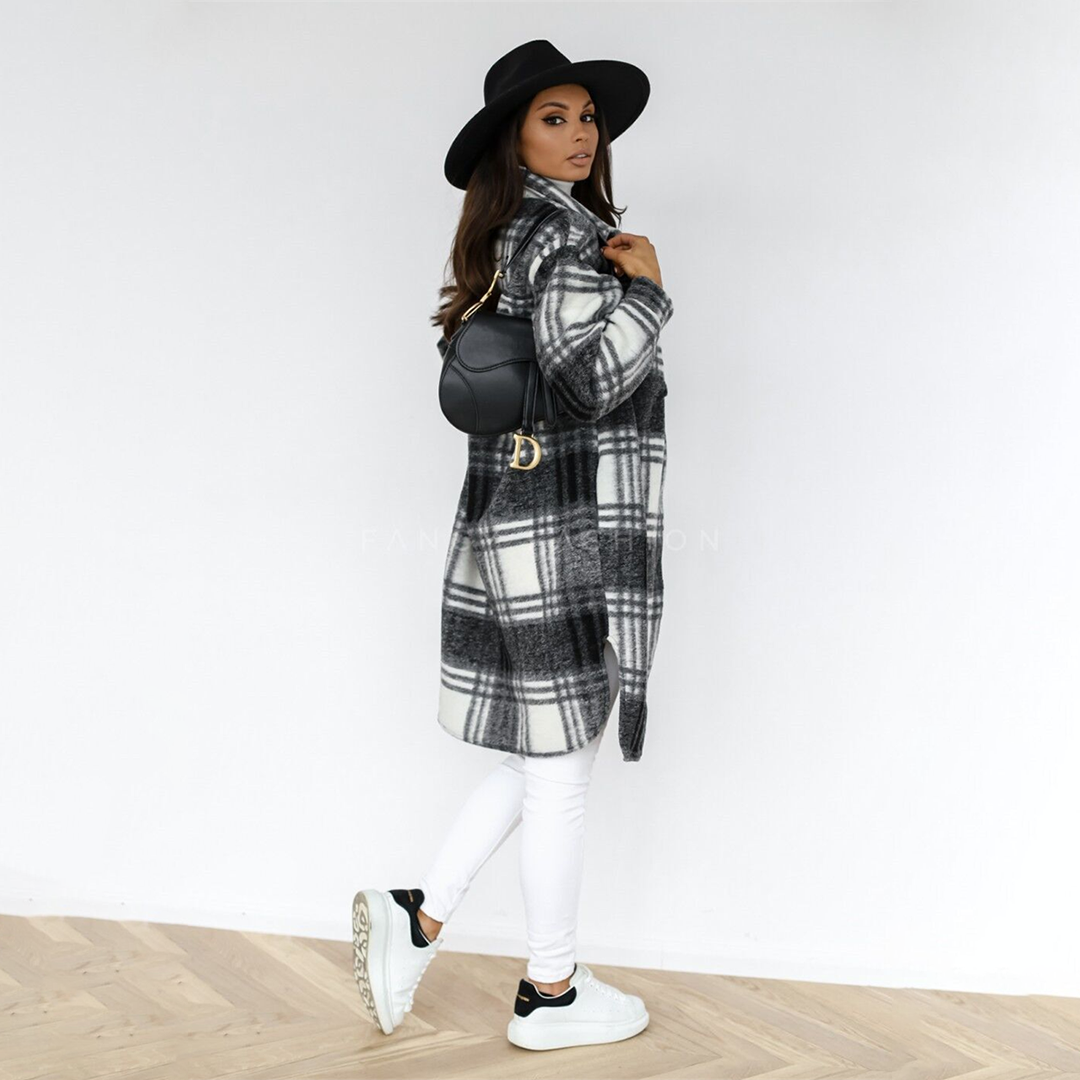Lange Damenwinterjacke Stylisch Knöpfe - IdealeKleiden