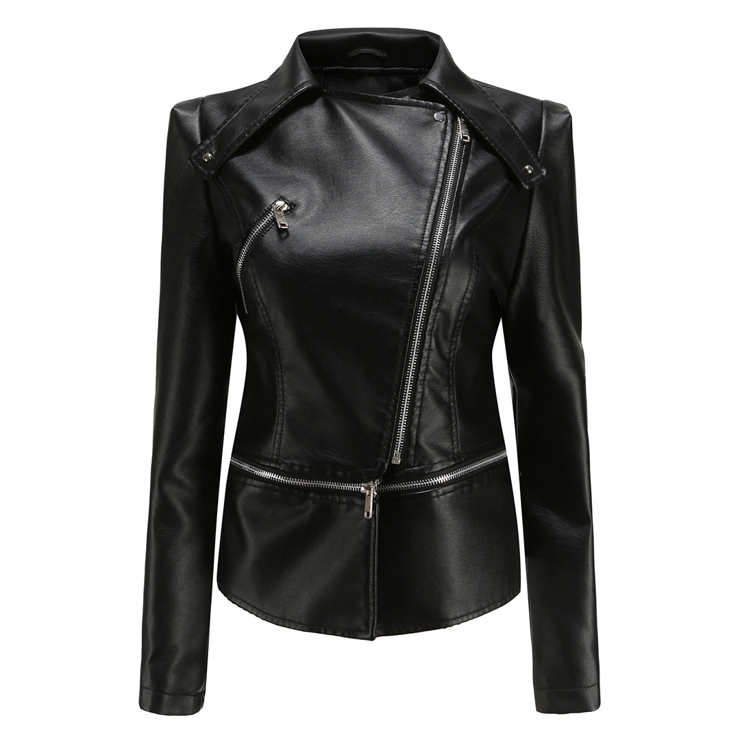 Herbstliche Lederjacke Trendy Damen - IdealeKleiden