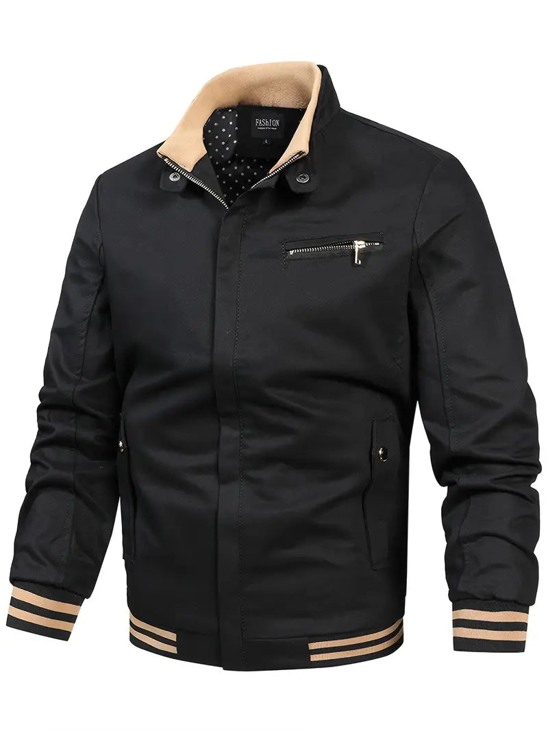 Herrenjacke Baumwolle Stehkragen Elegent - IdealeKleiden