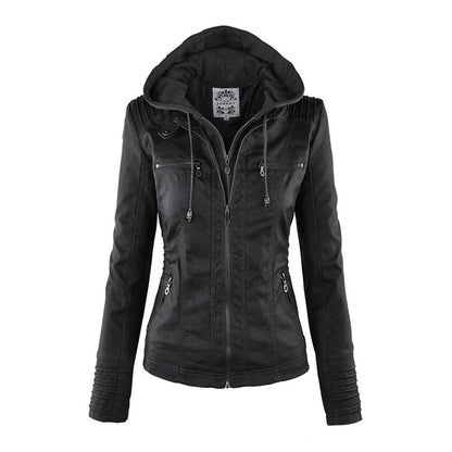 Herbst Lederjacke Stilvoll Schwarz