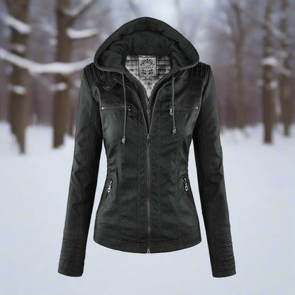 Mode Bikerjacke Slim Fit Kunstleder