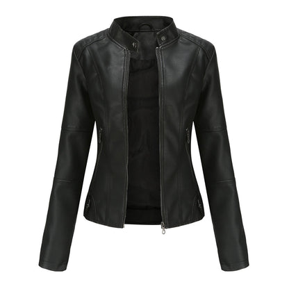 Stylische Lederjacke Frauen Biker Style