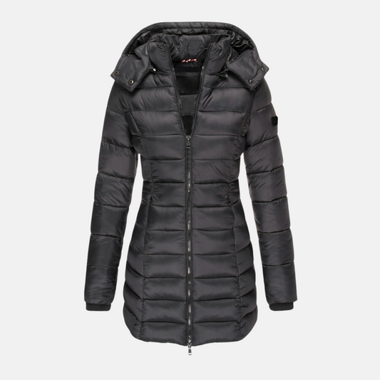 Winterjacke Damen Slim Fit Gepolstert Mit Kapuze - IdealeKleiden