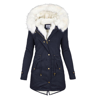 Warme Damen Winterjacke Fleece Gefüttert