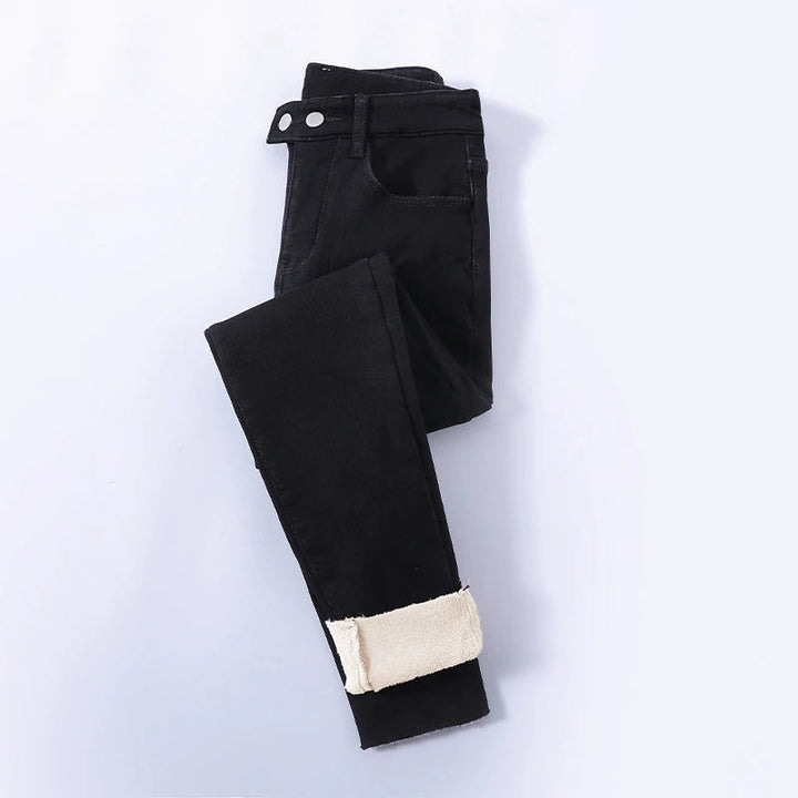 Damen Winterjeans Gefüttert Hohe Taille