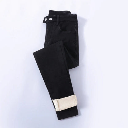 Damen Winterjeans Gefüttert Hohe Taille