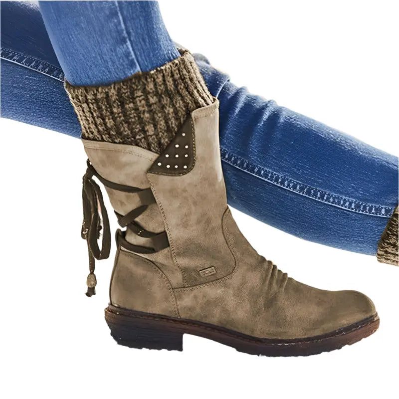 Damen Winterstiefel Niedriger Absatz Warm & Bequem