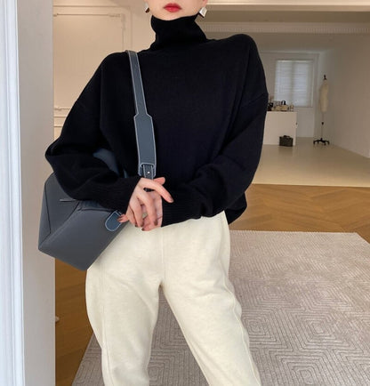 Weicher Rollkragenpullover Lockere Fit Lange Ärmel