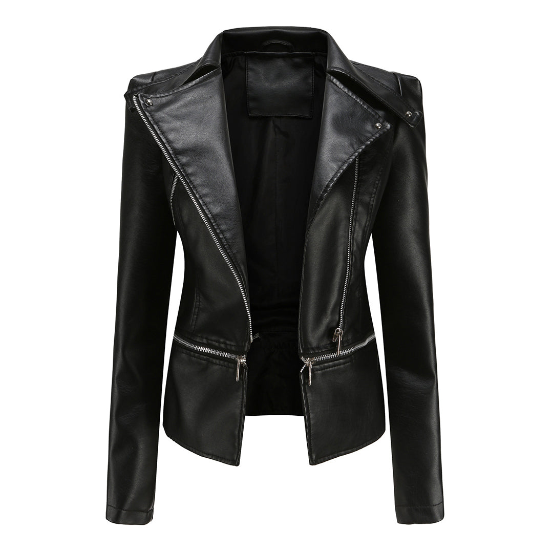 Herbstliche Lederjacke Trendy Damen