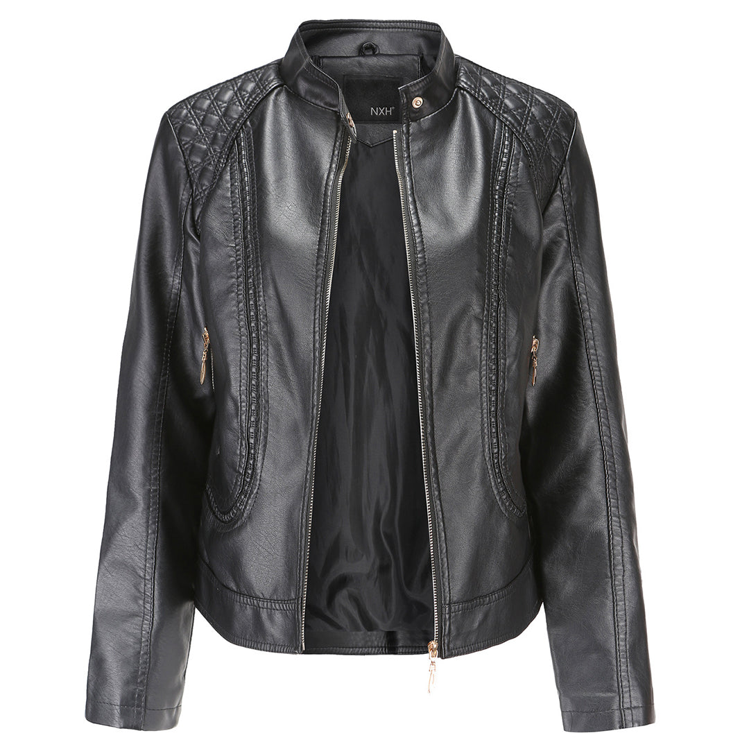 Elegante Lederjacke Damen Schwarz Lederschutz