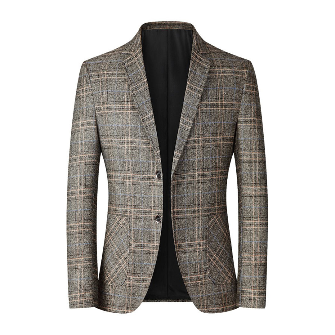 Herren Blazer Einreihig Karo Anzugjacke