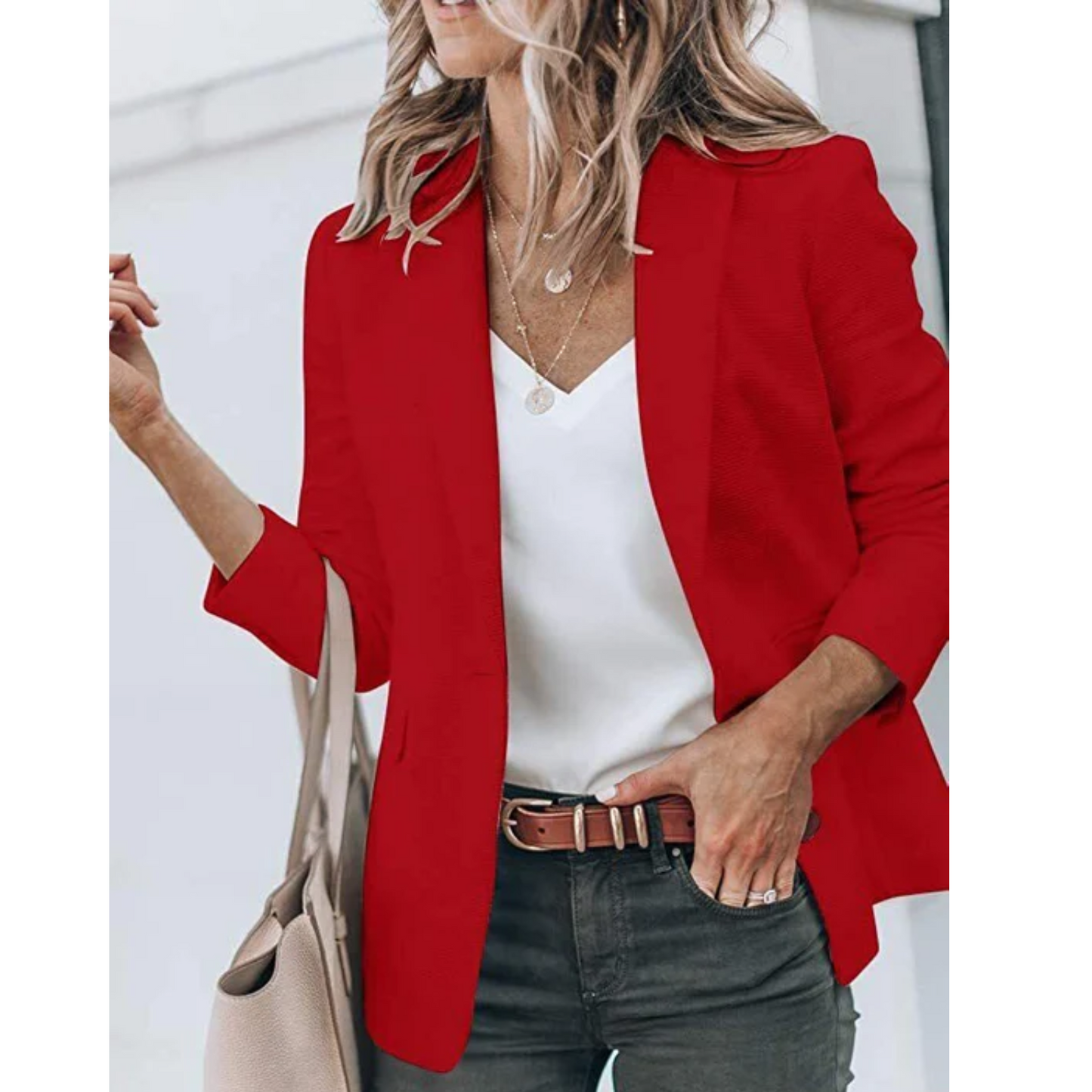 Damen Blazer Modern Offener Schnitt