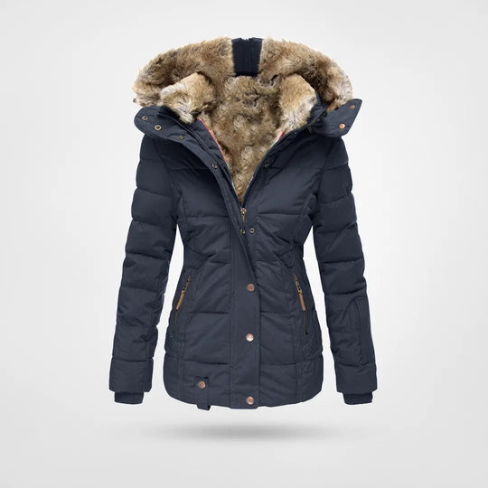Warme Damen Winterjacke mit Kapuze Isoliert