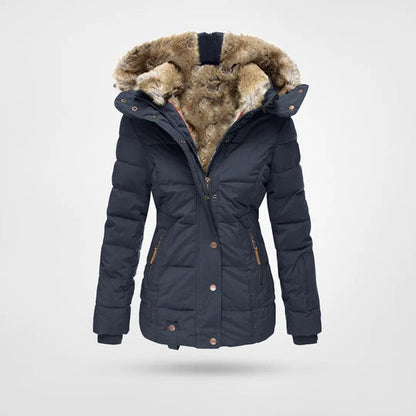 Warme Damen Winterjacke mit Kapuze Isoliert