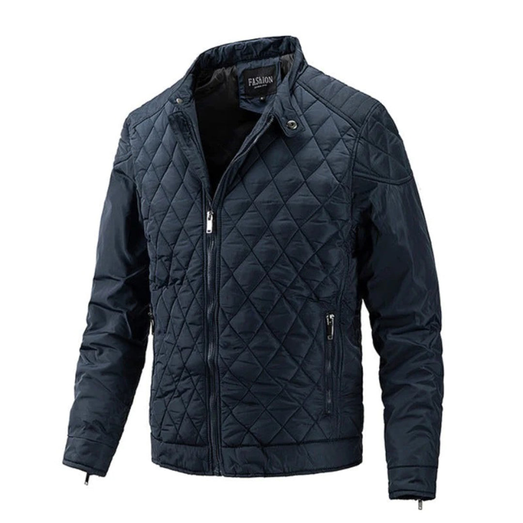 Herren Steppjacke Reißverschluss Vorne Stehkragen