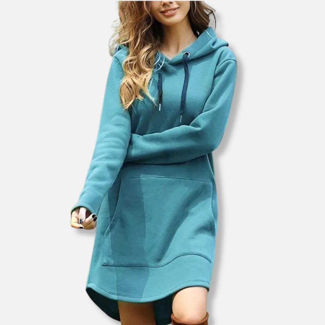 Kapuzenpullover-Kleid Bequem Baumwolle