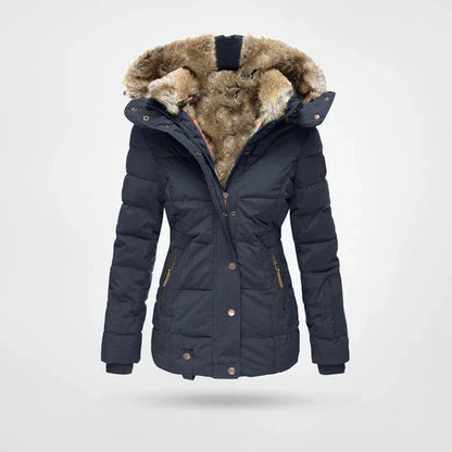 Warme Winterjacke mit Pelzkrage