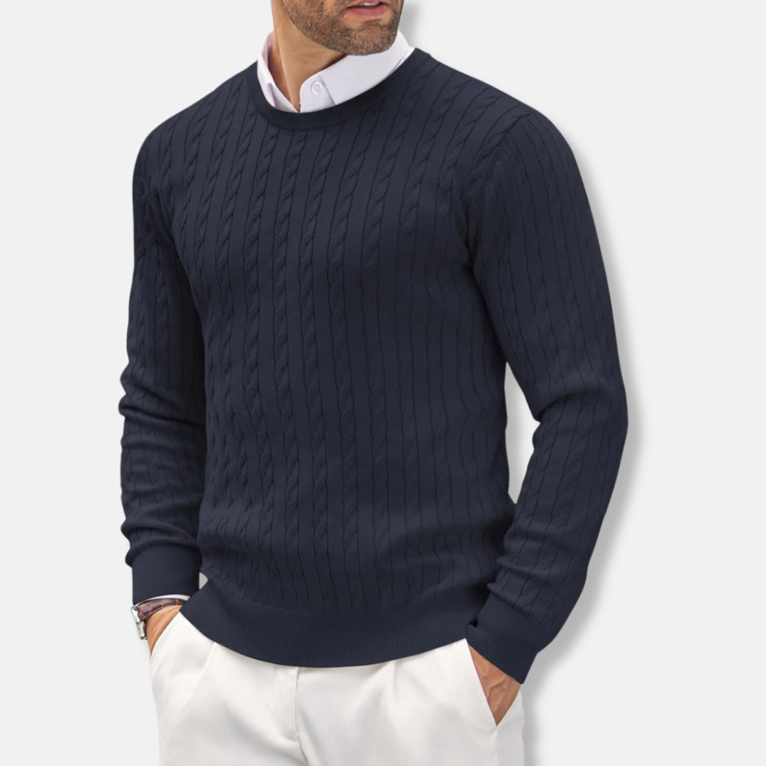 Elegante Damenkleid Slim Fit Rundhals Kabelmuster