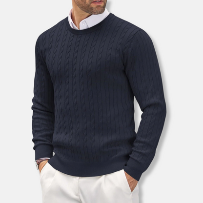 Elegante Damenkleid Slim Fit Rundhals Kabelmuster