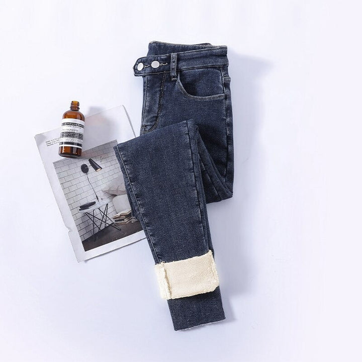 Damen Winterjeans Gefüttert Hohe Taille