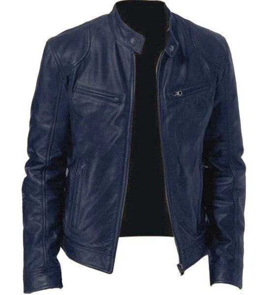 Herren Lederjacke Winddicht Elegant