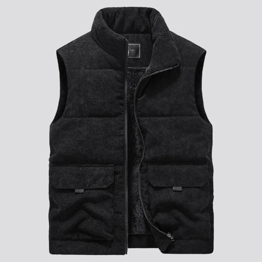 Gefütterter Herren Bodywarmer Cord Pufferjacke