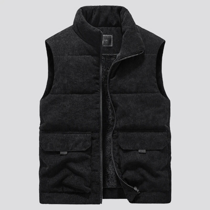 Gefütterter Herren Bodywarmer Cord Pufferjacke