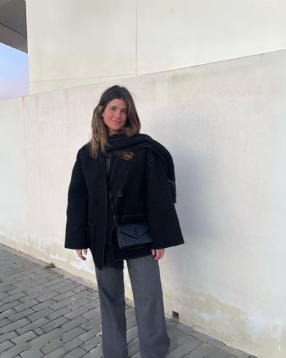 Eleganter Wollmantel Hepburn Stil Damencape