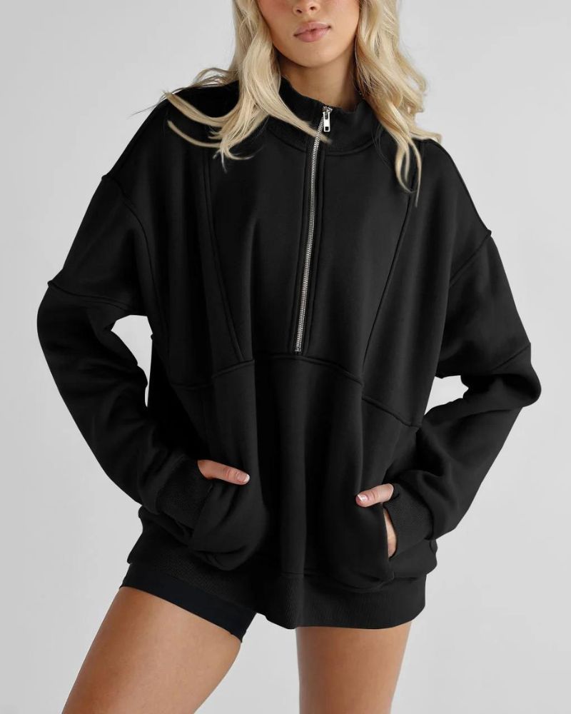 Klassischer Fleece Pullover Herren Zip