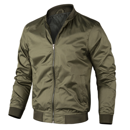 Herren Bomberjacke Reißverschluss Polyester Herbst