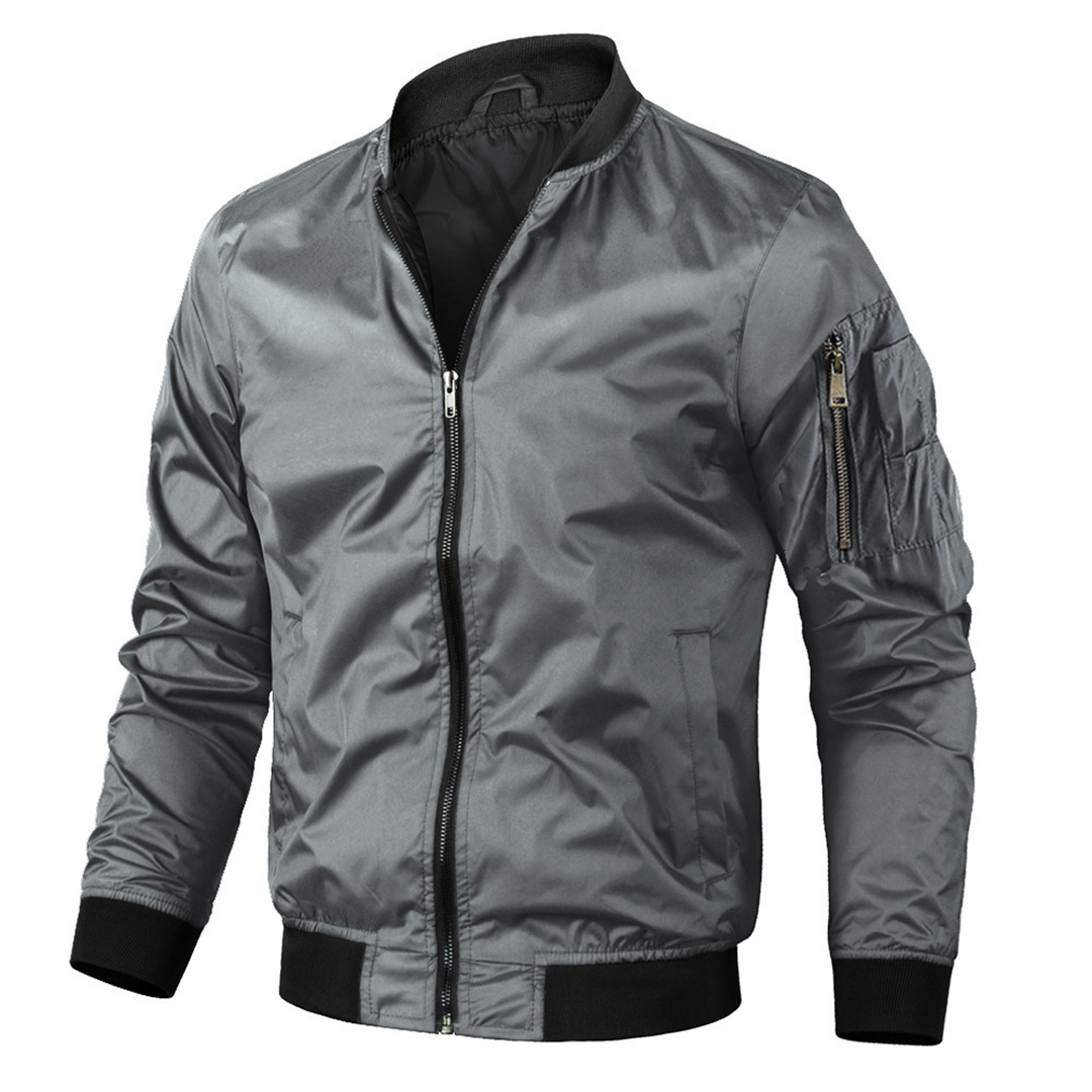 Herren Bomberjacke Reißverschluss Polyester Herbst