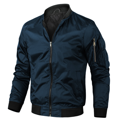 Herren Bomberjacke Reißverschluss Polyester Herbst