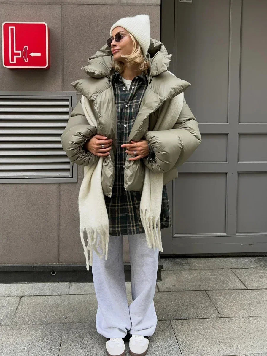 Damen Winterparka Oversized Kapuze Jacke