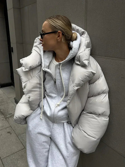 Damen Winterparka Oversized Kapuze Jacke - IdealeKleiden