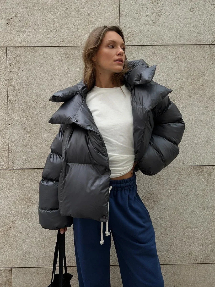 Damen Winterparka Oversized Kapuze Jacke