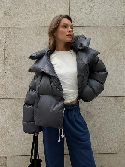 Damen Winterparka Oversized Kapuze Jacke