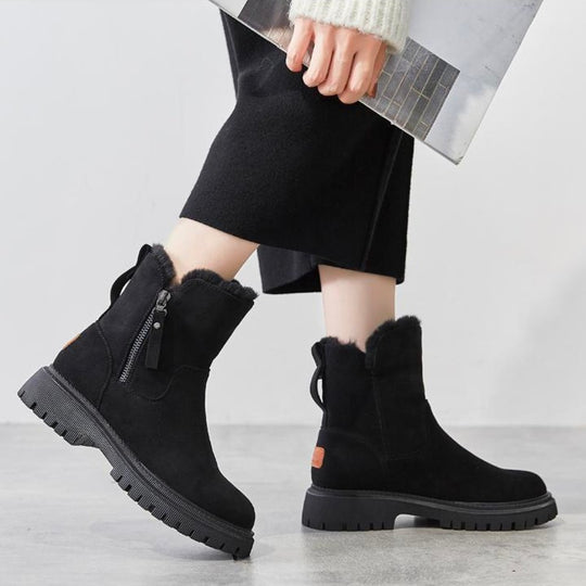Damenstiefel Warm Weich Reißverschluss - IdealeKleiden