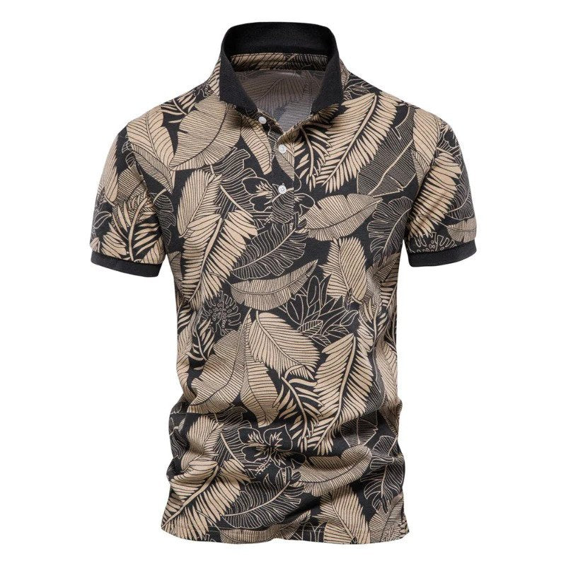Herren Polo Hawaii Blumenmuster Sommer