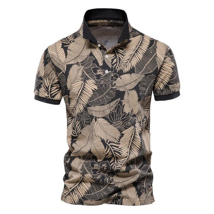 Herren Polo Hawaii Blumenmuster Sommer