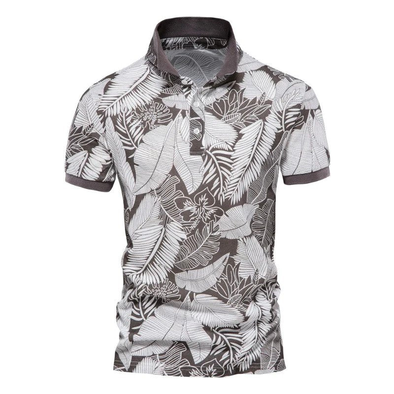 Herren Polo Hawaii Blumenmuster Sommer