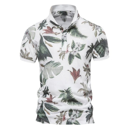 Herren Polo Hawaii Blumenmuster Sommer