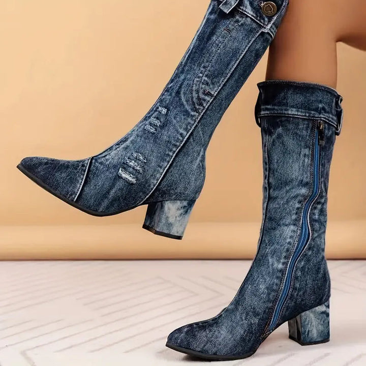 Damen Stiefel Mittelbreit Bequem